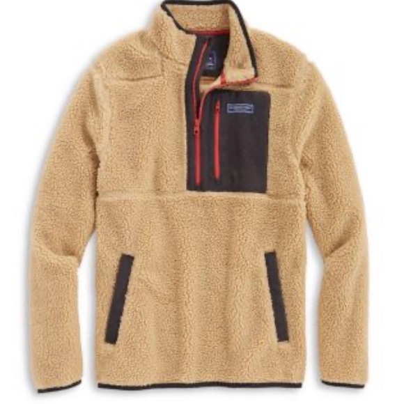 Vineyard Vines Other - Vineyard Vines Camel Sherpa Pullover with Navy Pocket